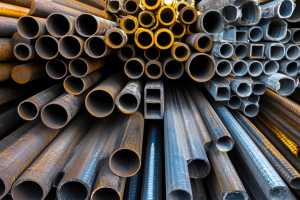 Pipes of various sizes in a stack